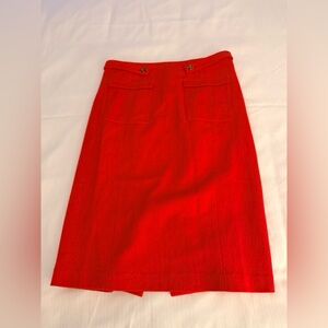 France’s Valentine red wool knee length pencil skirt